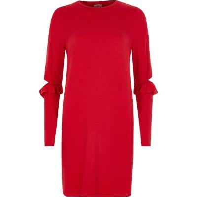River Island Womens Frill Deconstructed Sleeve Longline Top