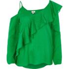 River Island Womens Ribbed Asymmetric Bardot Frill Top