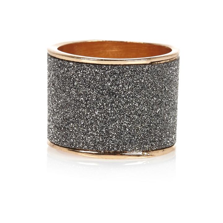 River Island Womens Gold Tone Glittery Ring