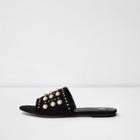 River Island Womens Pearl And Stud Embellished Sliders
