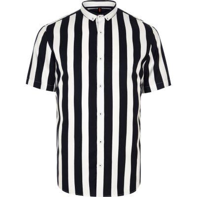River Island Mens White Slim Fit Stripe Shirt