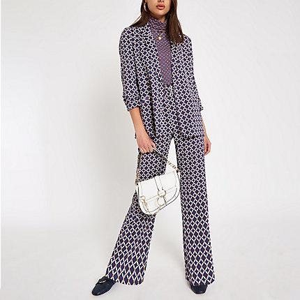 River Island Womens Print D-ring Wide Leg Pants