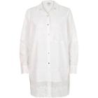 River Island Womens White Lace Panel Longline Shirt