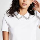 River Island Womens Diamante Embellished Collar Top