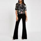 River Island Womens Floral Sequin Embellished T-shirt