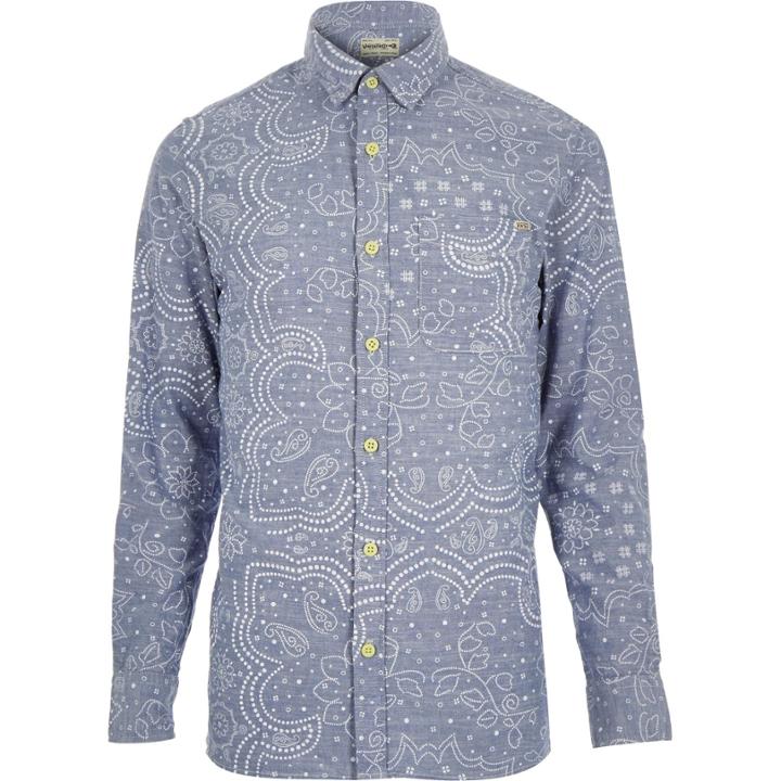River Island Mensblue Jack & Jones Premium Paisley Shirt