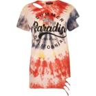 River Island Womens Tie Dye Print Distressed Hem T-shirt