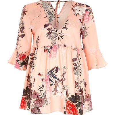 River Island Womens Satin Floral Print Smock Blouse
