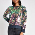 River Island Womens Sequin Loose Fit Knitted Jumper