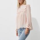 River Island Womens Petite Dobby Mesh Embroidered Top