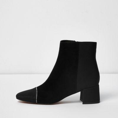 River Island Womens Wide Fit Faux Suede Toe Cap Trim Boots