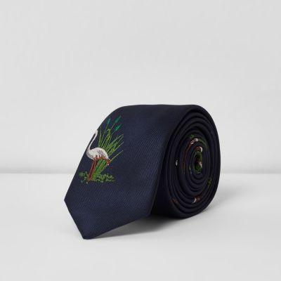 River Island Mens Flamingo Print Tie