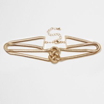 River Island Womens Gold Tone Snake Chain Knot Choker