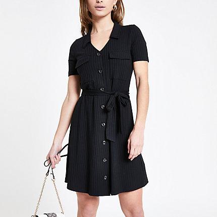 River Island Womens Petite Ribbed Utility Shirt Dress