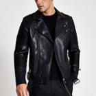 River Island Mens Faux Leather Belted Biker Jacket