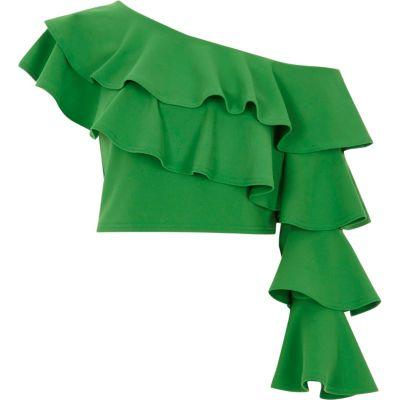River Island Womens Frill One Shoulder Crop Top