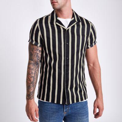 River Island Mens Twill Stripe Print Long Sleeve Shirt