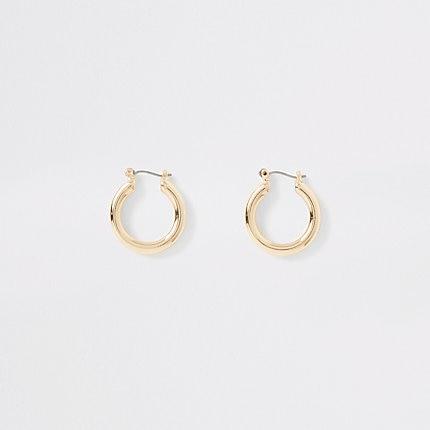 River Island Womens Gold Colour Small Chunky Hoop Earrings