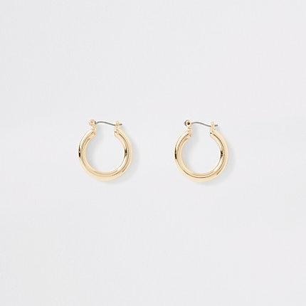 River Island Womens Gold Colour Small Chunky Hoop Earrings
