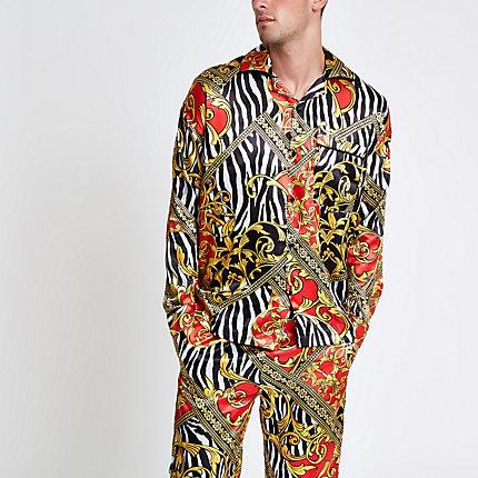 River Island Mens Jaded London Zebra Print Pyjama Shirt