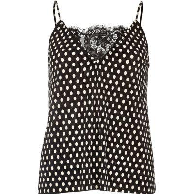 River Island Womens Polka Dot Pleated Cami Top