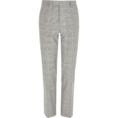 River Island Mens Check Print Slim Fit Suit Pants
