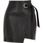 River Island Womens Faux Leather Wrap Mini Skirt