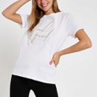 River Island Womens White Embroidered 'feel Good' T-shirt