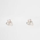 River Island Womens Gold Tone Triple Diamante Stud Earrings