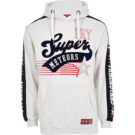 River Island Mens Superdry White Logo Hoodie