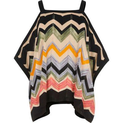 River Island Womens Knit Chevron Cold Shoulder Top
