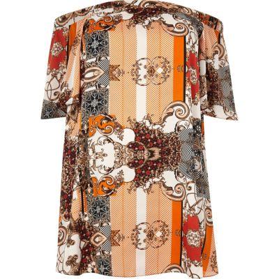 River Island Womens Plus Print Bardot Swing Dress