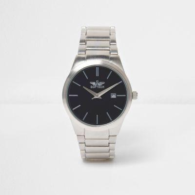 River Island Mens Silver Tone Contrast Watch