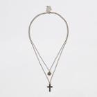 River Island Mens Gold Tone Disc And Cross Necklace