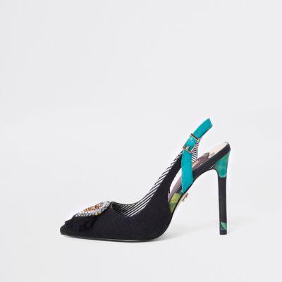 River Island Womens Jewel Embellished Slingback Pumps