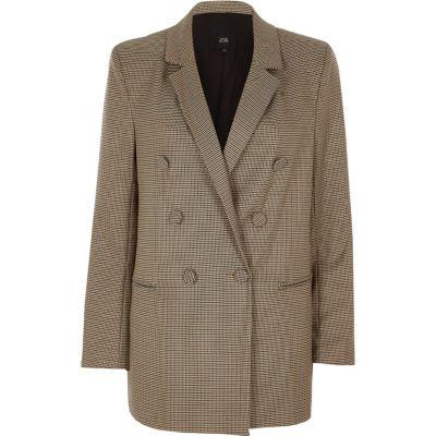 River Island Womens Heritage Check Double Breasted Blazer