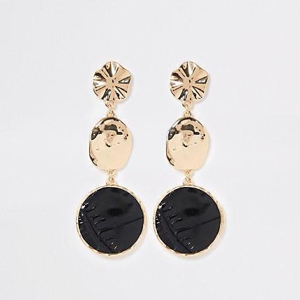 River Island Womens Gold Color Croc Drop Earrings