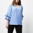 River Island Womens Plus Double Bell Sleeve Top