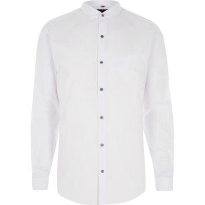 River Island Mens White Penny Collar Long Sleeve Slim Fit Shirt