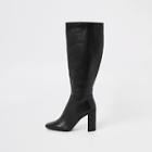 River Island Womens Leather Square Toe Knee High Boots