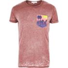 River Island Mensred Burnout Chest Print T-shirt
