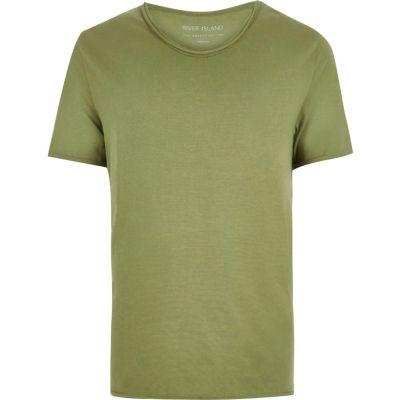 River Island Menskhaki Scoop Neck T-shirt