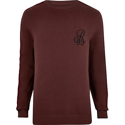 River Island Mens Embroidered Tape Slim Fit Sweatshirt
