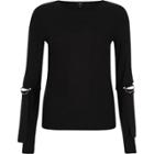 River Island Womens Ribbed D-ring Split Long Sleeve Top