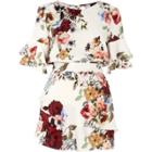 River Island Womens Floral Frill Sleeve Tie Back Playsuit