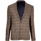 River Island Mens Checked Cropped Skinny Suit Jacket