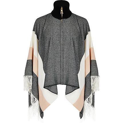 River Island Womens Check High Neck Zip Front Cape