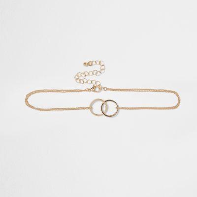 River Island Womens Gold Tone Double Circle Choker