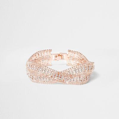 River Island Womens Rose Gold Tone Wavy Double Band Bracelet