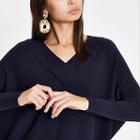 River Island Womens Ribbed Knit V Neck Sweater
